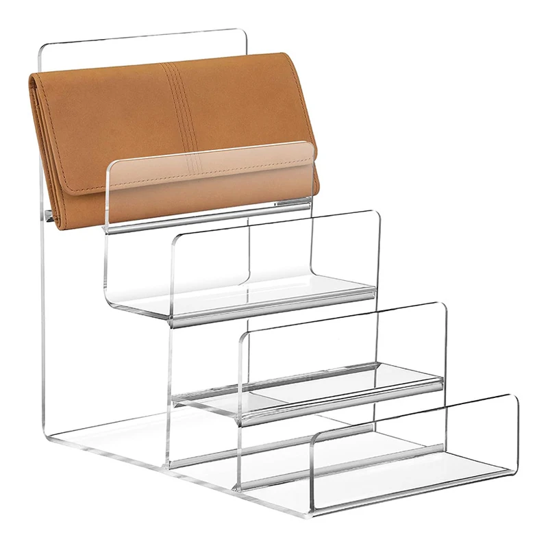 3/4 Layers Desktop Storage Rack for Glasses, Cosmetics, Wallet Stepped Acrylic Transparent Display Stand Rack Shelf