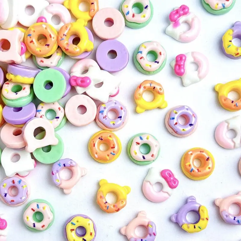 

Mixed 3D Resin Kawaii Simulated Bow Donut Nail Art Charms Sweet Macaron Color Donut Nail Art Decorations Manicure DIY Supplies