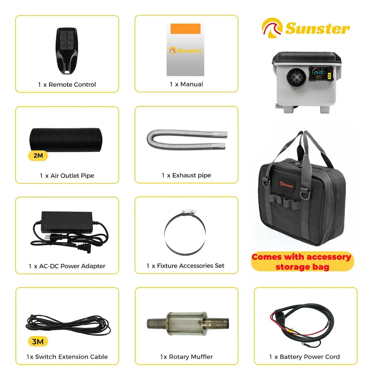 8KW 12V/24V/230V Toolbox Diesel Luchtverwarmer Stille Nachtverwarmer Met Stroomadapter/Constante Temperatuur/LCD Paneel Voor Camper Truck
