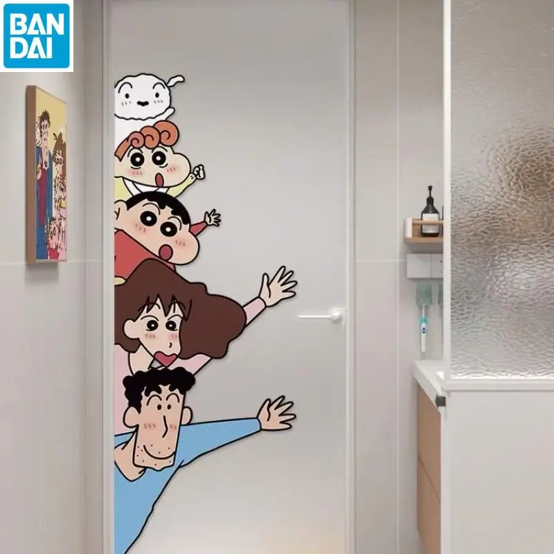 

New Kawaii Anime Crayon Shin chan Wall Stickers Cute Funny Cartoon Anime Glass Window Stickers Shop Decoration Door Stickers