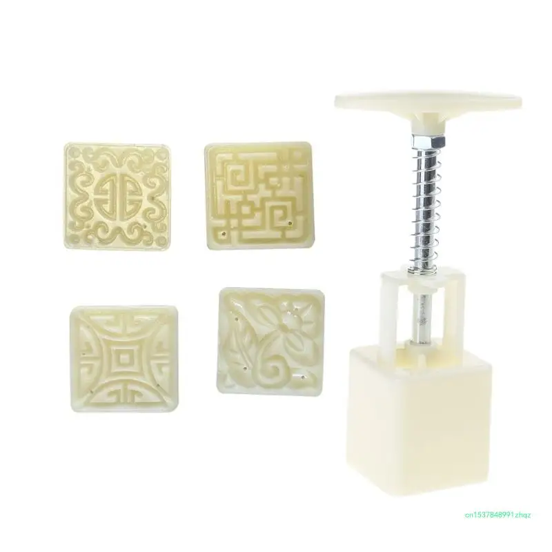 Square Cloud Line Molds for Enthusiasts Functional Manual Mooncakes Press Mooncakes Embosser for Festival Celebration