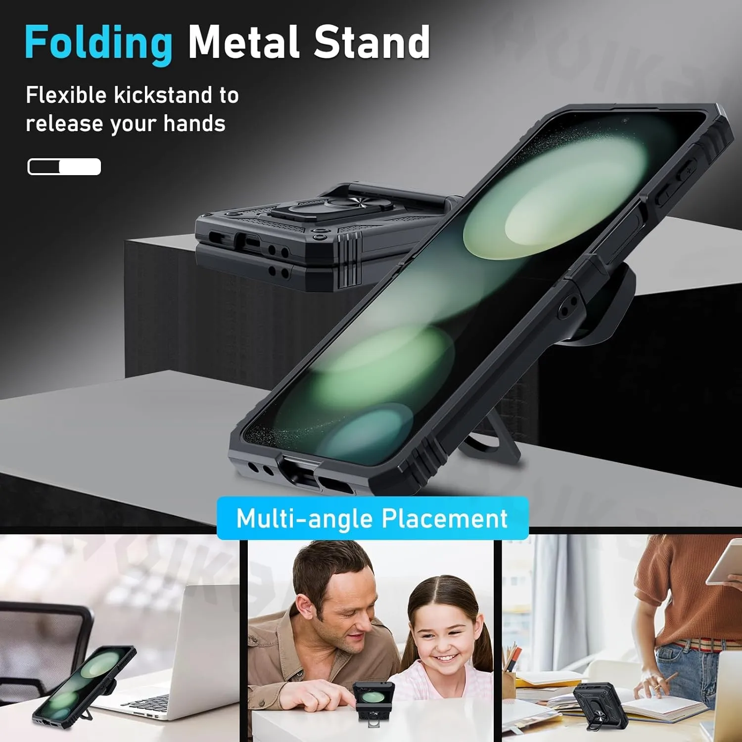 Etui do Samsung Galaxy Z Flip 7 5G Z Flip 6 Wojskowe, odporne na wstrząsy, wytrzymałe, ochronne pancerne etui z magnetyczną podpórką i pierścieniem — zdjęcie produktu 2