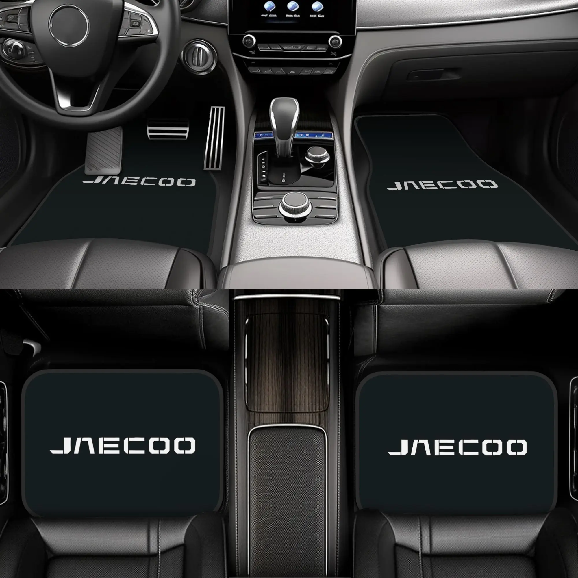 4pcs Car Floor Mats, Jaecoo Letter Print - Durable Polyester Truck Mats Sets, Universal Fit Auto Mats, Fashion Design, Washable,