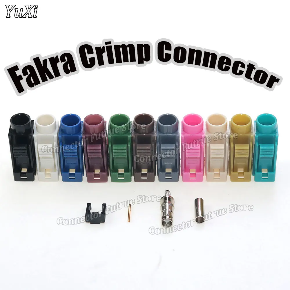 1PCS Fakra A B C D E F G H I K Z Female Crimp Connector Car Radio FM GPS Antenna Fakra Adapter for RG316 RG174 Pigtail Cable