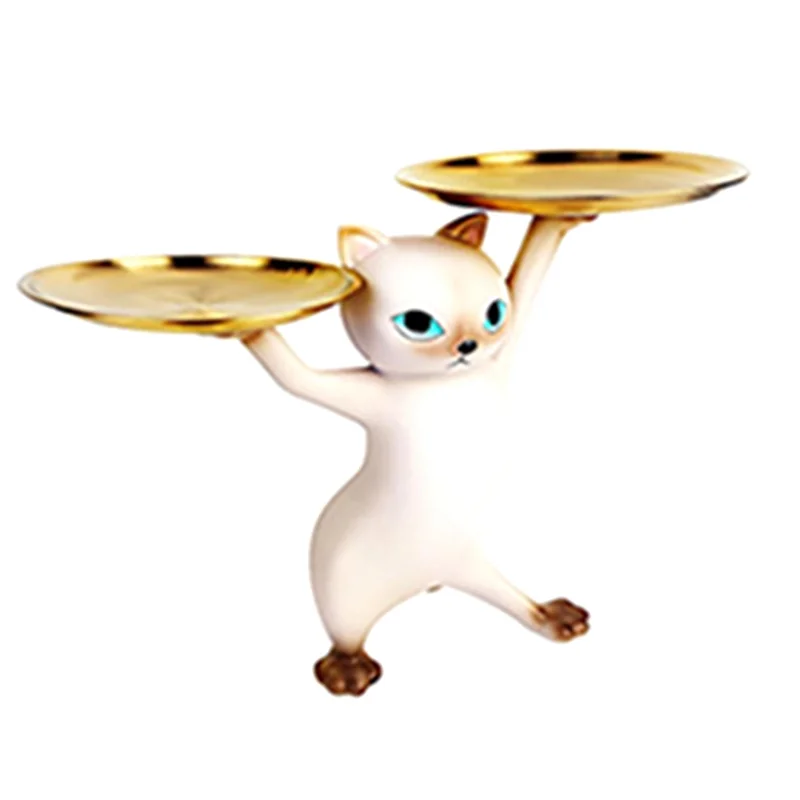 

FAAJ-Cat-поднос для декора, смоляный поднос для декора кошек для конфет, ювелирных изделий, серег, колец, брелок для ключей, отлично подходит для прихожей, домашнего декора Dura