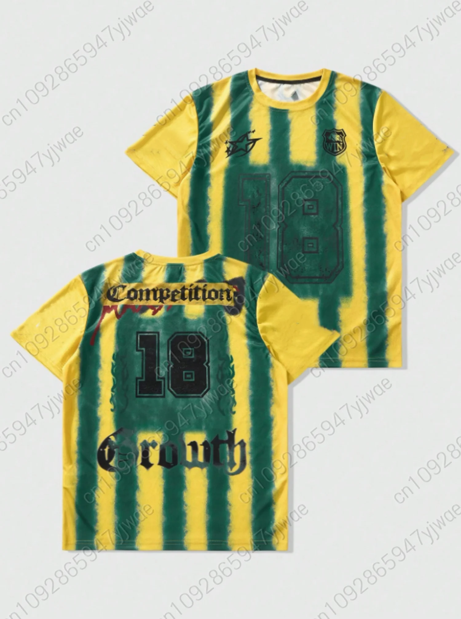 

1 PC Summer Men's American retro striped size NO.18 jersey, training sports round neck short sleeved T-shirt Jersey T-Shirt