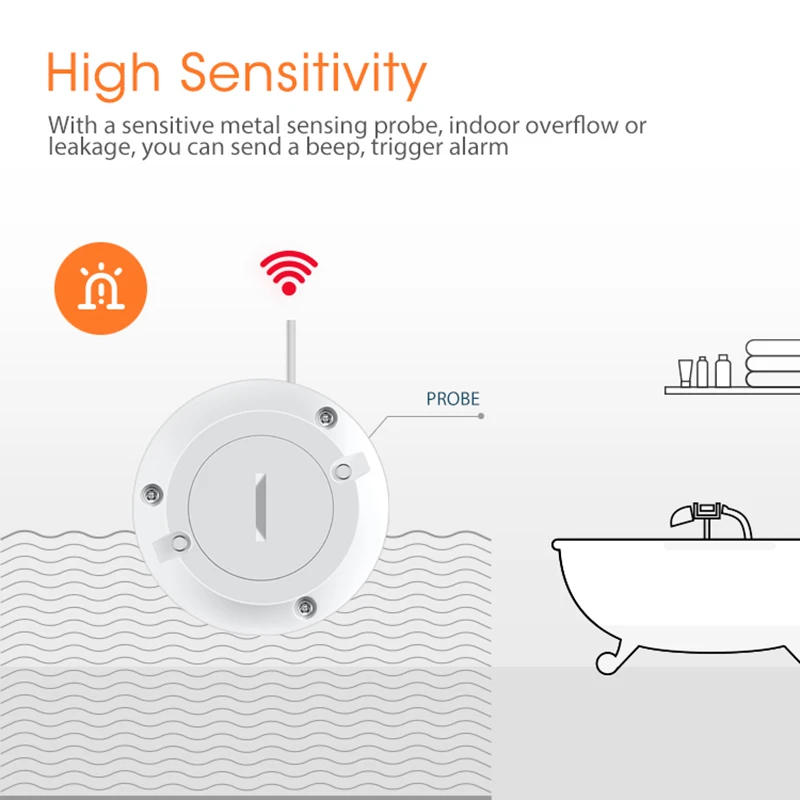 Tuya Zigbee Water Sensor Flood Leak Detector App Remote Monitoring for Kitchen/Bathroom Support Home Assistant Zigbee2mqtt