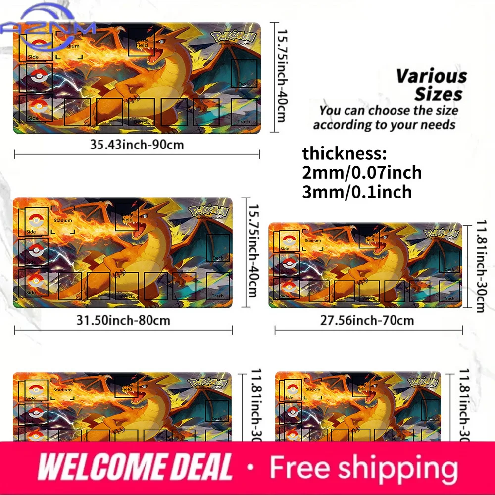 Pokemon TCG Playmat Charizard Fire Blast Large Non-Slip Mouse Pad for Trading Card Games Multiple Sizes