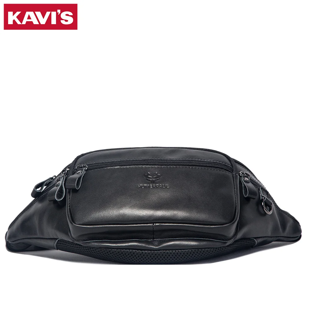 KAVIS New Retro Waist Packs Bag Multifunction Sports Travel Leather Fanny Pack Men Mobile Phone Waterproof Lightweight Pouch