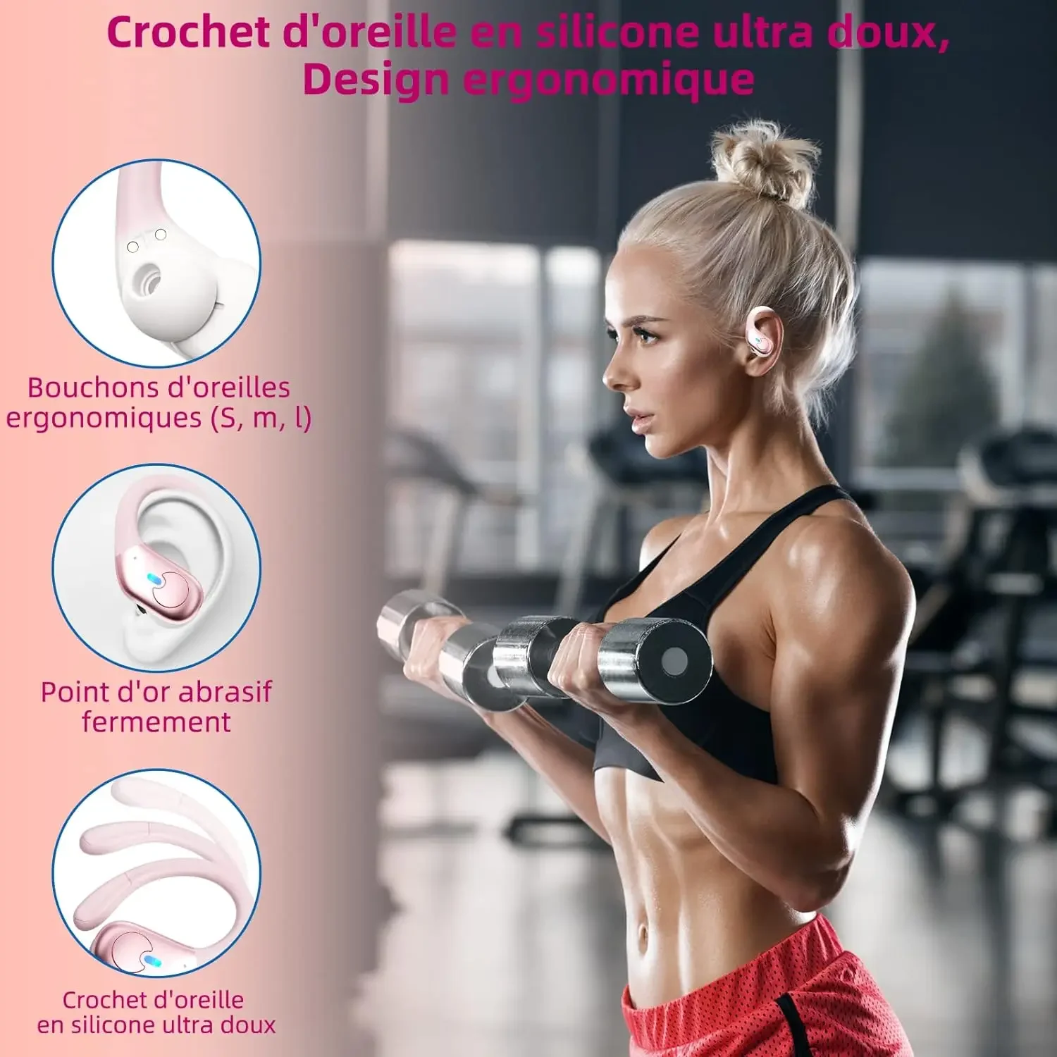 BX30 auriculares Bluetooth 5,4 IPX7 auriculares inalámbricos impermeables con micrófono con cancelación de ruido ENC graves profundos para deportes entrenamiento gimnasio