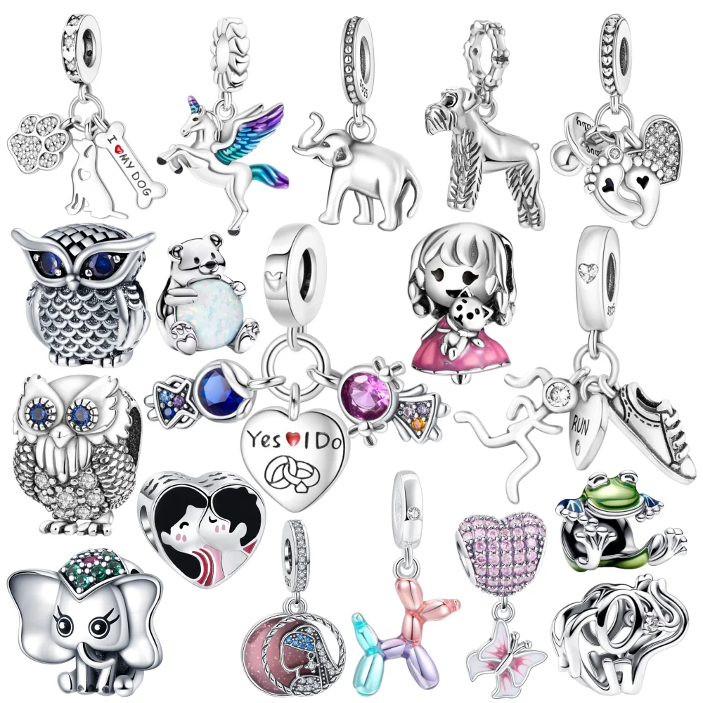 

Новые подвески-шармы из серебра 925 пробы в форме синего сердца, подходят для оригинальных женских браслетов DIY, аксессуары для украшений.