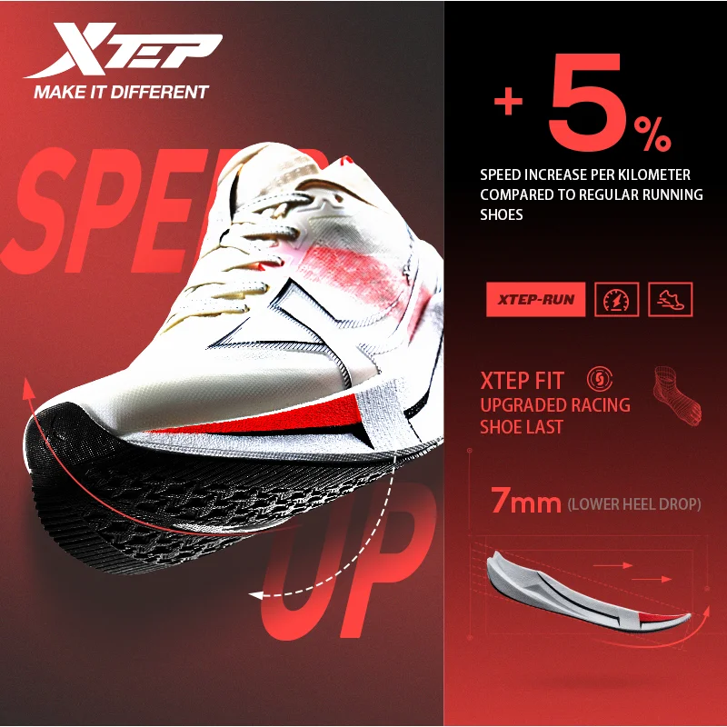 Xtep 2000km 5.0 Running Shoes Soft Marathon Sneakers Cushion Durable Professional Combat Street Lightweight Shoes 874119110023