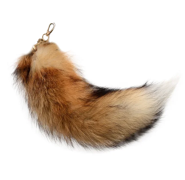 

Fashion Real Tail Fur Key chain Women Bag Pendant 40cm Tail Pom Pom KeyChain Charm Key Ring Patry Gift Jewelry