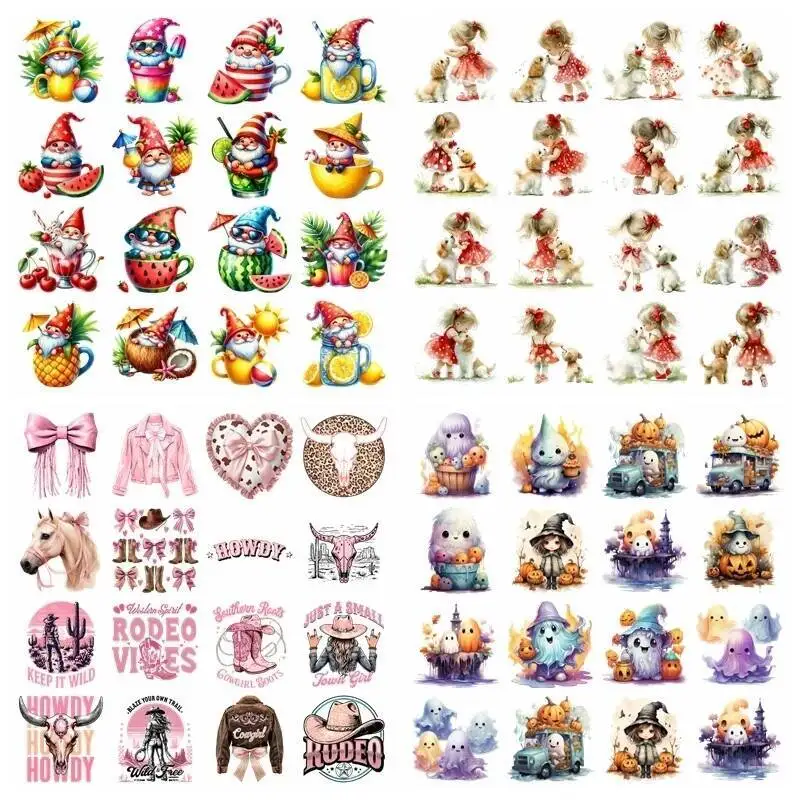 14CM Cartoon Panda Owl Fox Pony heat transfer iron on printing vinyl stickers T-shirt stickers DIY Toy doll clothing decoration