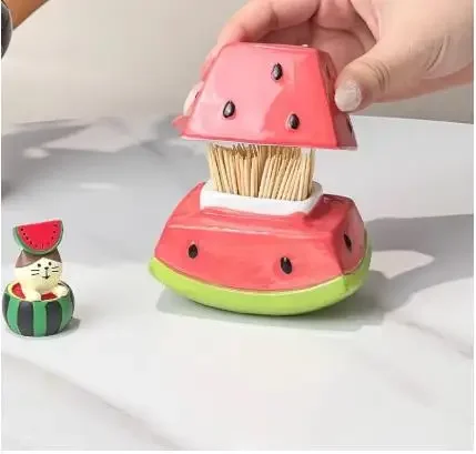 Watermelon Toothpick Box Dental Floss Box Toothpick Holder Toothpick Jar Storage Bottle Organizer Cotton Swab Jar Storage Jars