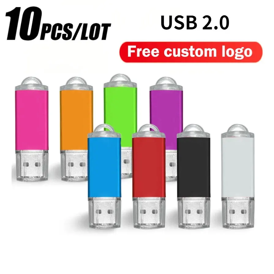 

10 шт. USB-флешки с возможностью нанесения логотипа, оригинальные USB 2.0 флеш-накопители 1ГБ, 2ГБ, 4ГБ, 8ГБ, 16ГБ, 32ГБ, 64ГБ, 128МБ