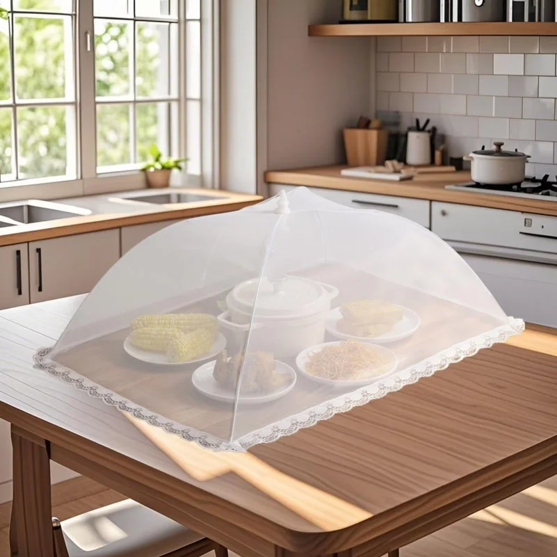 Mesh Food Covers,Large and Tall Encrypted Plate Serving Tents Reusable Collapsible Umbrella for Outdoors, Parties, Picnics, BBQ