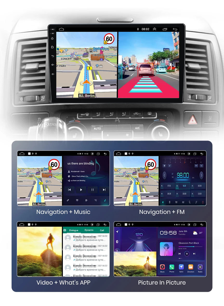 Junsun Autoradio für VW Multivan T5 Transporter 2003-2015 mit CarPlay, Android Auto, FM, RDS, DSP, BT, GPS-Navigation, Lenkradfernbedienung, HD IPS Touchscreen, Plug & Play Multimedia-Player, Freisprechfunktion, Original-Autostil-Haupteinheit – Detail 23