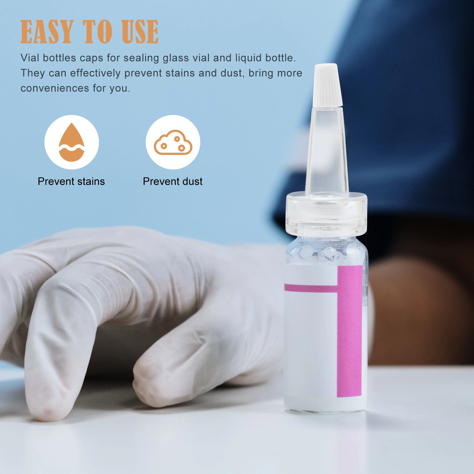 

100pcs Vial Bottle Caps Plastic Horn Caps Transparent Dustproof Portable For Essential Liquid Travel Outdoor
