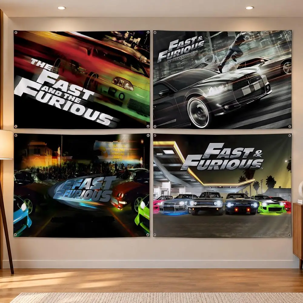 Movie Fast & Furious Racing Classic F-Fast Furious Flags Banner Decor for Bedroom,Garden,Party,Club,Indoor Outdoor, Fan Gift