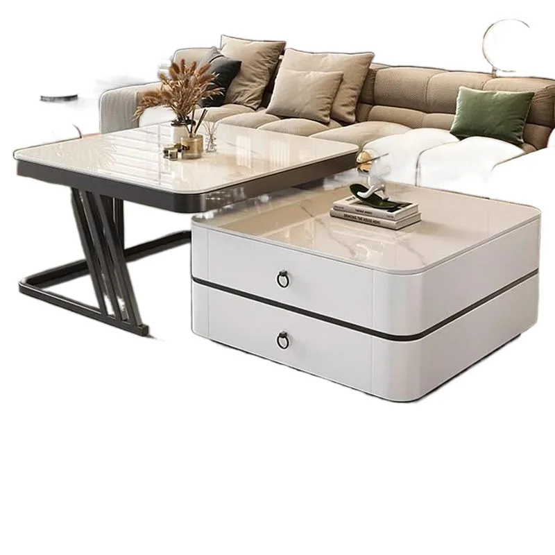 

Light luxury, coffee table, living room, home, modern, simple, small apartment, square, glass rock