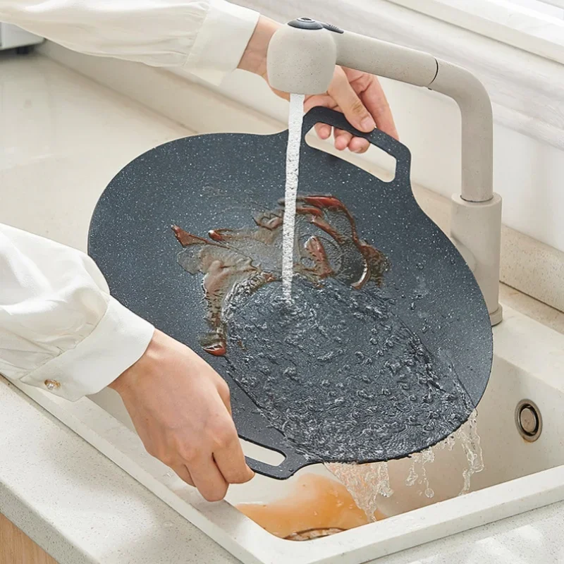 Giyoca مقلاة خبز حجرية طبية غير لاصقة طبق شواء للتخييم/صينية خبز منزلية لموقد الغاز/شواية باربيكو #5