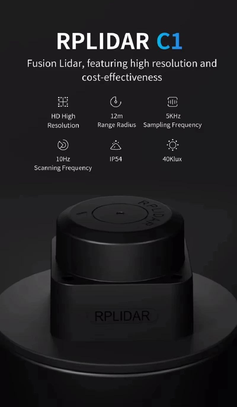 SLAMTEC RPLIDAR C1 lidar sensor TOF 12m 360 ° scanning C1M1 for robot positioning, mapping, navigation and obstacle avoidance