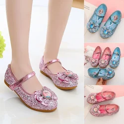 Frozen Sandals For Girls Princess Shoes Kids Casual Glitter Children Crystal Shoes Butterfly Bowknot Sandal Toddler Party Shoes