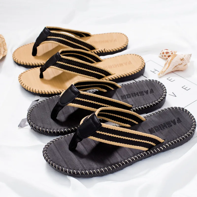 Ein Paar Herren-Slipper, flache Outdoor-Strand-Flip-Flops, lässige Frühlings- und Sommer-Slipper, rutschfeste Herren-Hausschuhe für drinnen, S – Detail 10