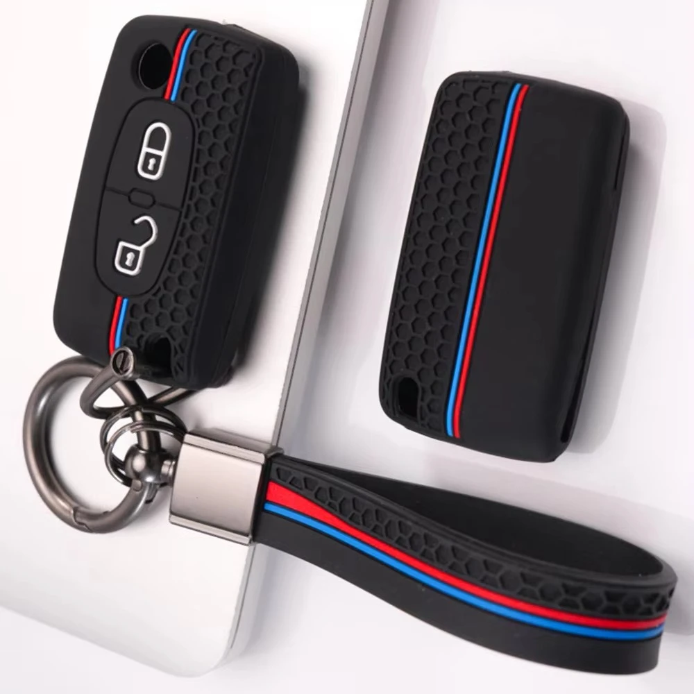 Soft Key Holder Keychain For Peugeot 107 206 207 307 308 407 607 807 3008 5008 Partner Expert For Citroen C2 C3 C4 C5 C6 C8