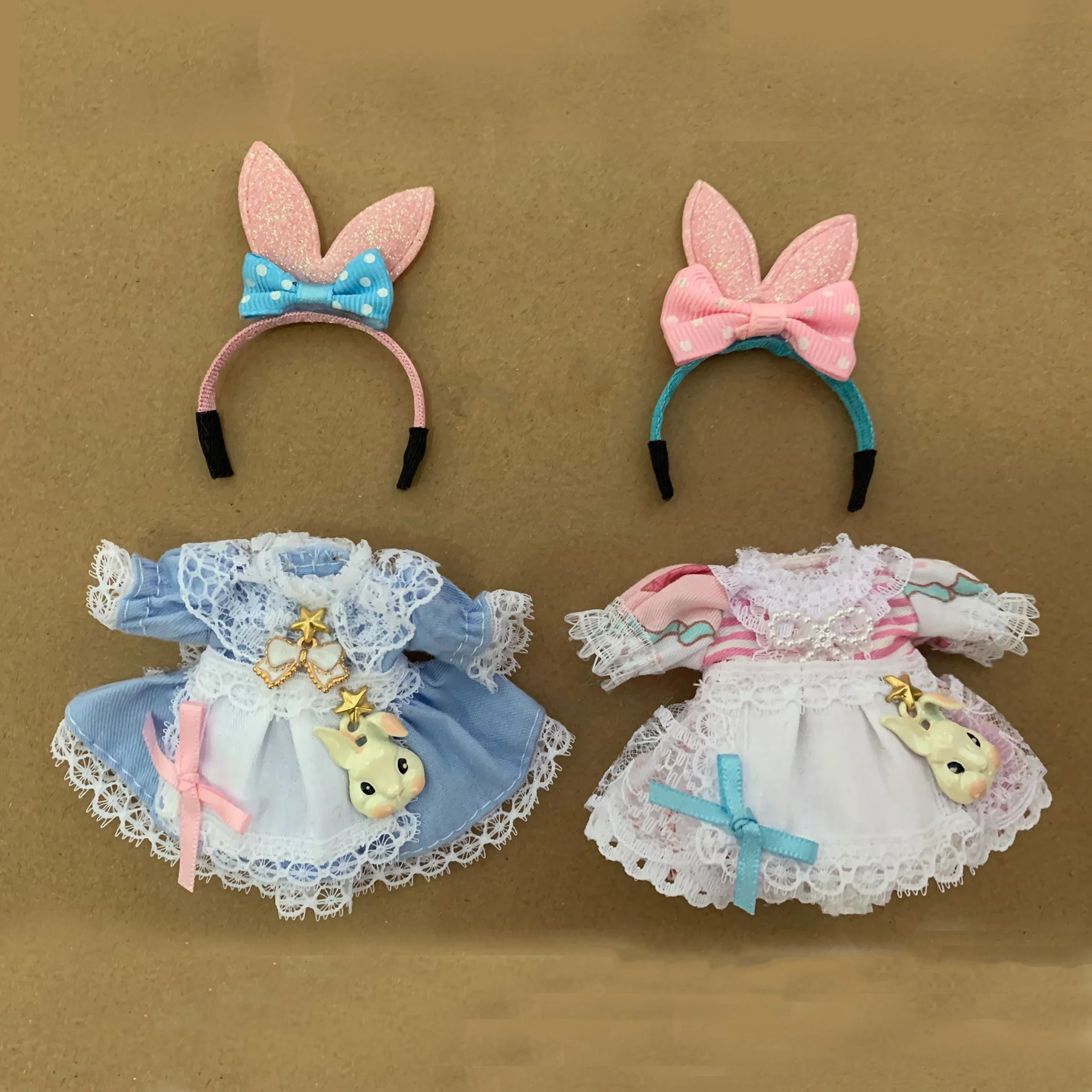 

BJD doll clothes set suitable for 1/3 1/4 1/6 1/8 blyth size bjd cute rabbit skirt dress doll accessories (two colors)