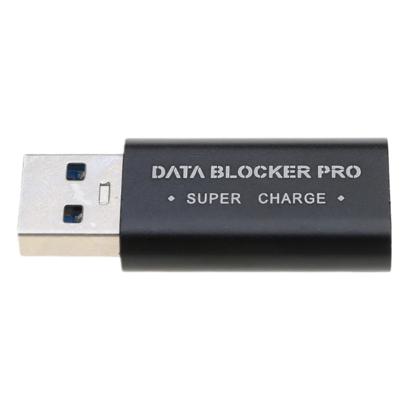 Adaptador carga rápida USB con protector robo datos Bloqueador datos USB aluminio