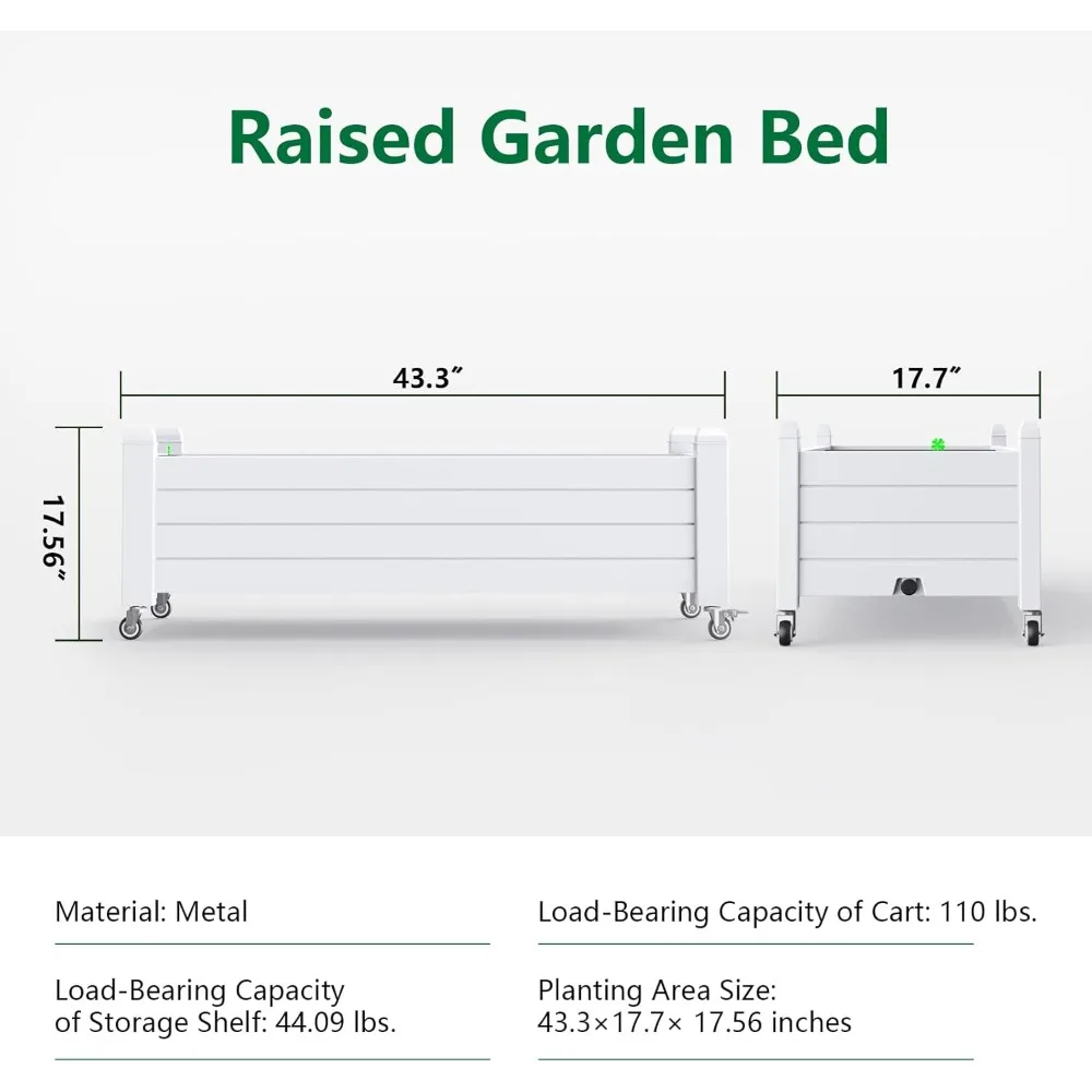 صندوق زراعة فناء كبير من الراتنج في الهواء الطلق مع أرجل وتصميم مقسم، حامل سرير حديقة مرتفع مع قابس تصريف للعناية بالنباتات