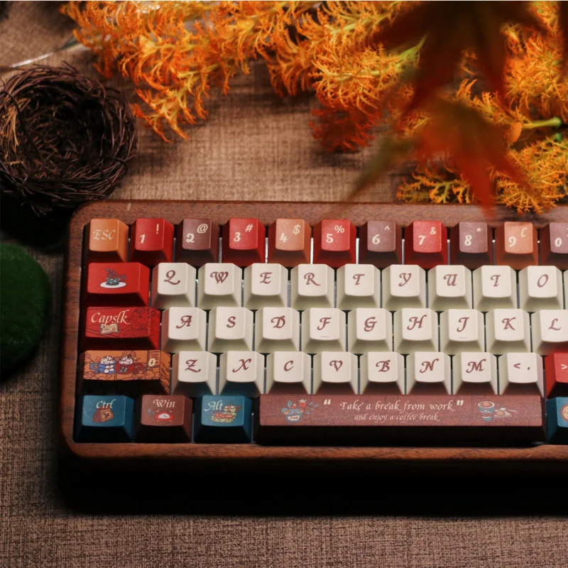 Caramel Cocoa Keycaps In Stock Mechanical Keyboard Original Factory Height Sublimation PrintingPBTkeycap