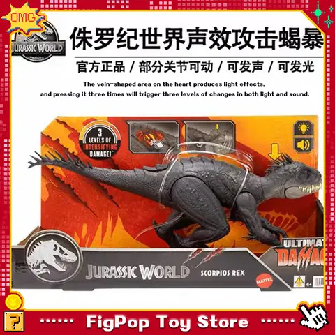 Jurassic World Dinosaur JCG25 Action Figure Scorpios Rex Ultimate Damage Sound Effect Anime Model Toys for Kids Birthday Gift