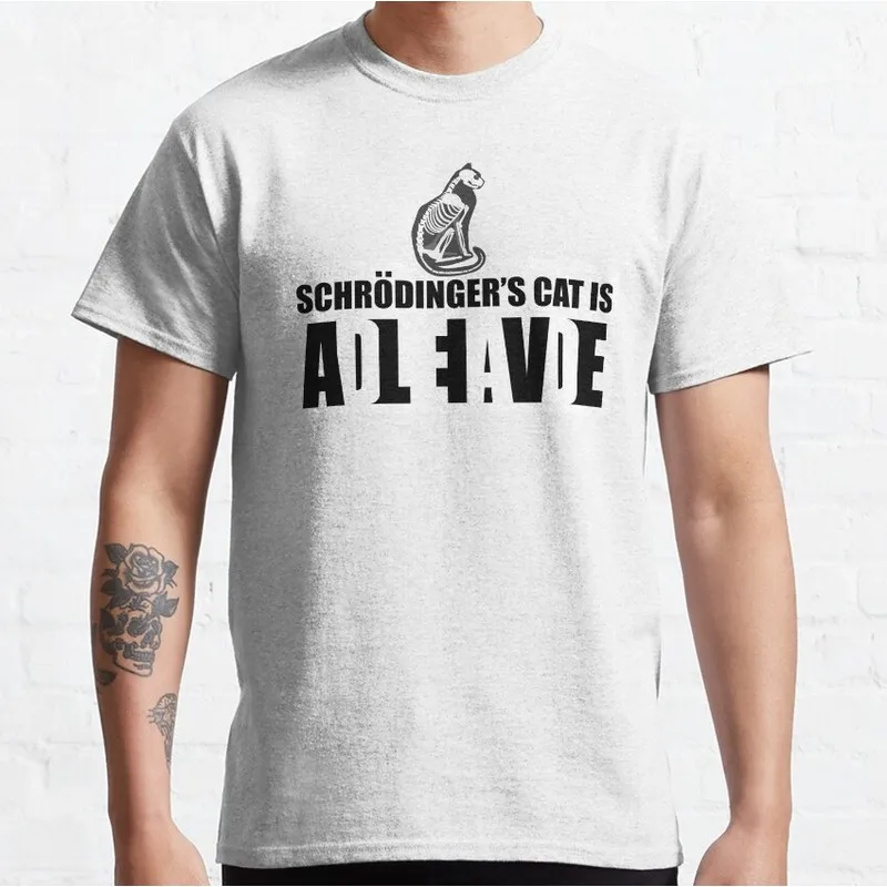 Schrödinger's cat is ADLEIAVDE Graphic T-Shirt Short Sleeve Quantum Physics Funny Science Casual Streetwear Unisex Tee S-6XL