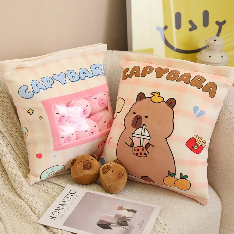 Six Balls Capybara Bag Cartoon Newt Animal Squishy Mini Dolls Plush Pillow Office Nap Food Snack Plushie Peluche Gift