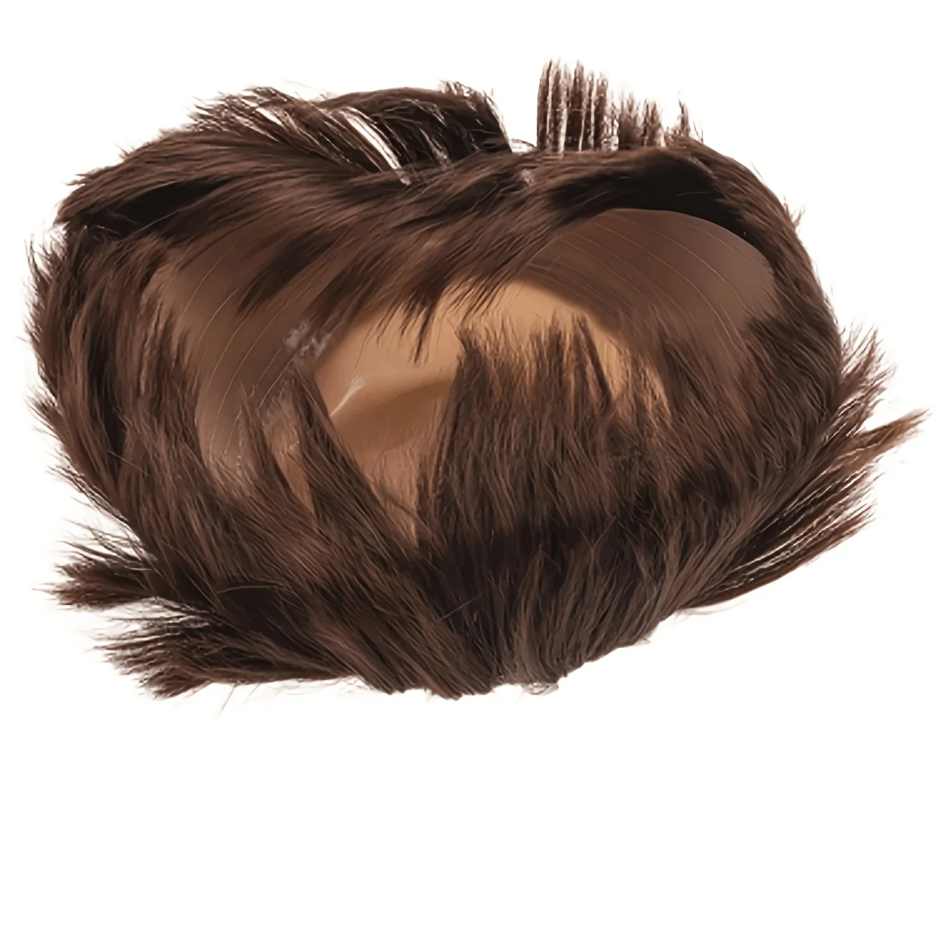 شعر مستعار الراهب المحلوق مع ضفائر بنية وفضية - شعر مستعار للبالغين للرجال، نمط مستقيم أنيق #4