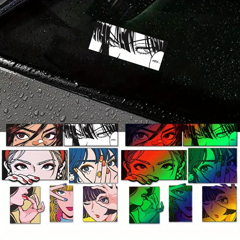 1set Anime Girl Eyes Holographic Waterproof Vinyl Sticker Set for Car Laptop Helmet view 6
