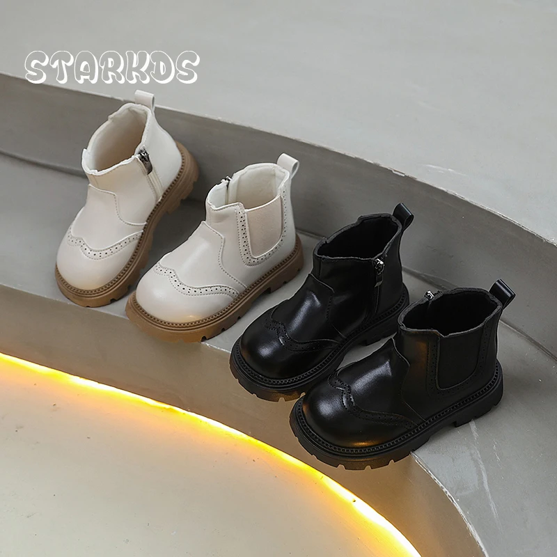 البروغ تشيلسي أحذية طفل فتاة الخريف النمط البريطاني سميكة وحيد البريدي الكاحل بوتاس طفل رضيع شتاء دافئ أفخم أحذية من الجلد #3