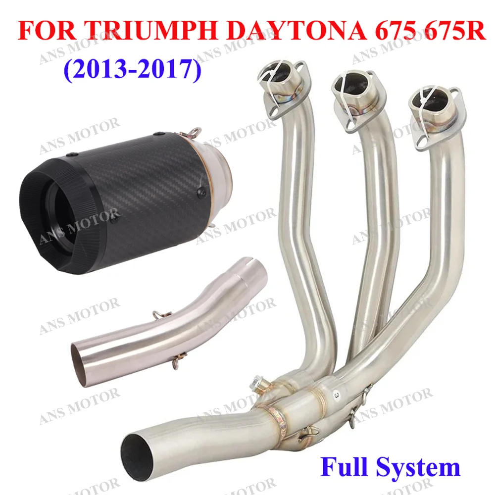 

Slip On For Triumph DAYTONA 675 675R 2013-2017 Escape Full Exhaust System Connect original muffler Carbon Fiber