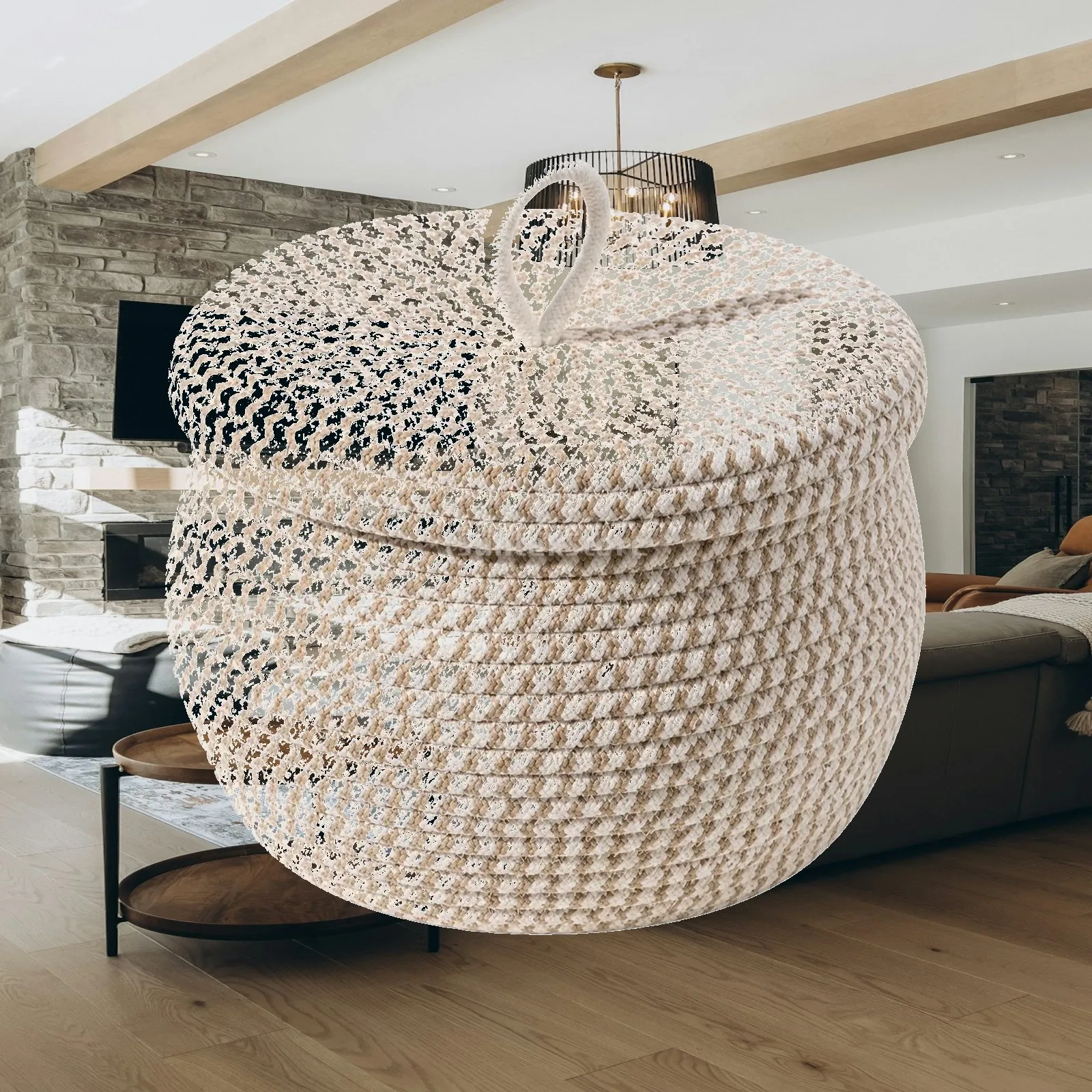 Braided Wicker Basket with Lid for Snacks Cosmetics and Small Items