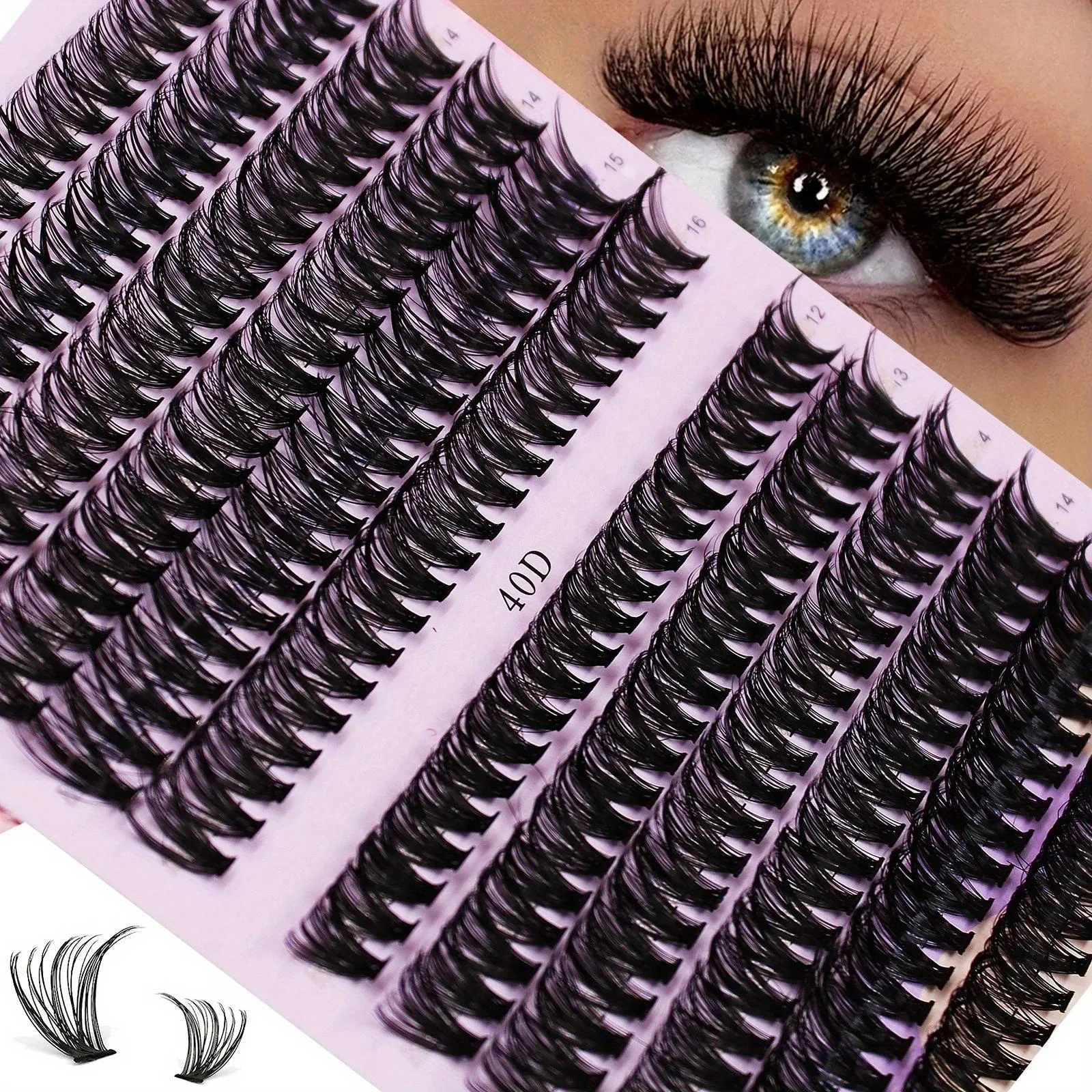 720pcs/3Pack 12 Rows Cluster Lashes, 30/40D Mix 12-16mm Eyelashes Extension Natural Thick Fake Eyelash 3D Russian Strip  Lashes