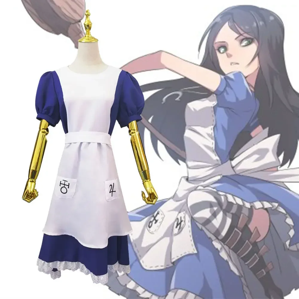 

Madness Returns Anime Costume Maid Dress / Belt / Bow Tie Women's Uniform