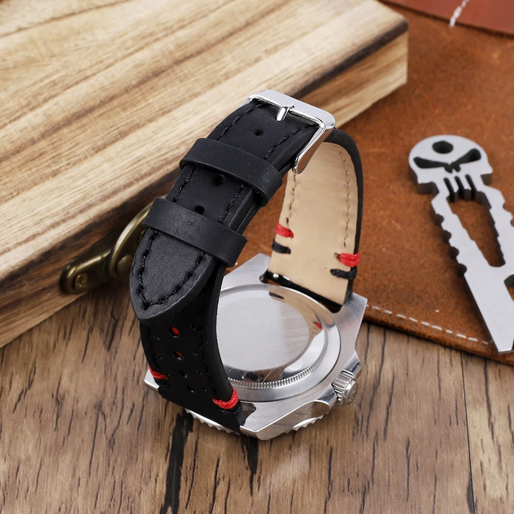 Vintage Genuine Leather Watchband 20mm 22mm Porous Breathable Watch Strap Quick Release Spring Bar Watch Accessories