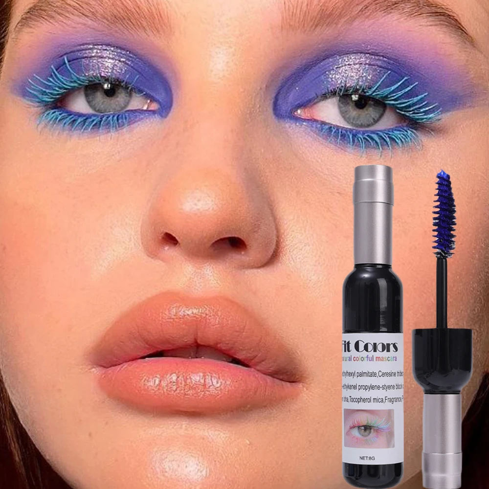 Máscara de pestañas resistente al agua, máscara de pestañas de secado rápido, larga duración, extensión de rizado, maquillaje de ojos 3D, Color azul, rosa y blanco