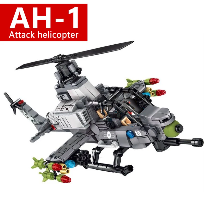 

512PCS AH-1 Attack helicopter building blocks, COBRA airplane puzzle assembly toy model, DIY birthday gift for boys by hand