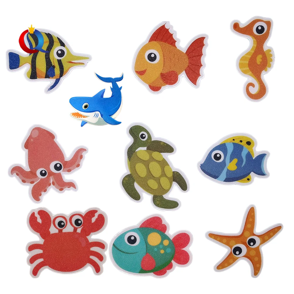 10 Pcs Bathroom Non-slip Stickers Cartoon Bathtub Anti-slip Strip Ocean Decals Accessories Child