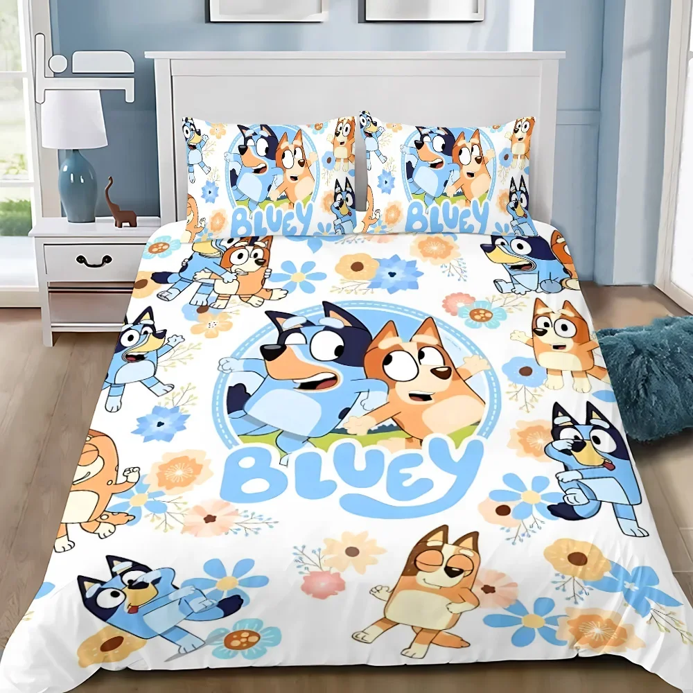 Custom Cartoon B-Blueys Bandit Chilli Duvet Cover Pillowcase Bedding Set Adult Boy Girl Bedroom  Children  Single Double