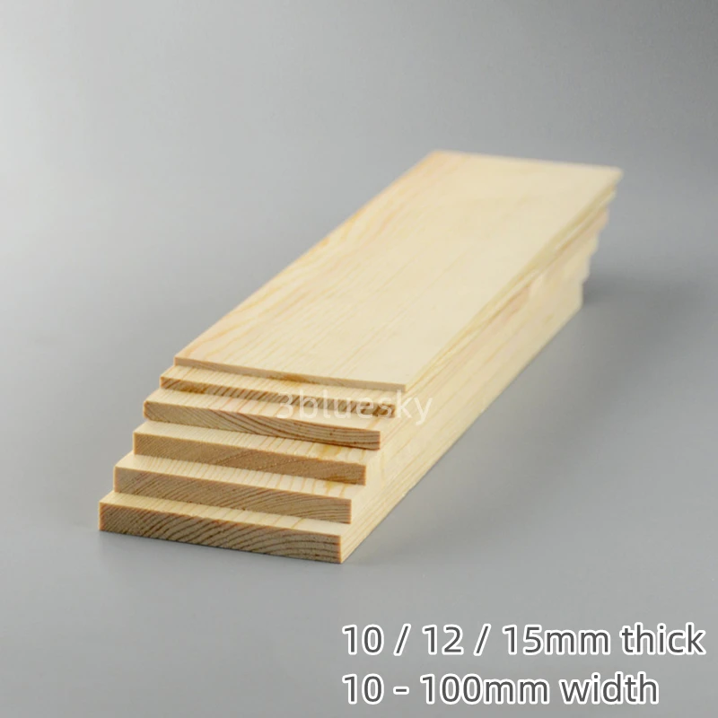 Custom Natural Siberian Pine Larch Wood Strips Slats 5 Pieces, 10mm to 15mm Thick, Widths 10 to 100mm, for Furniture Woodworking